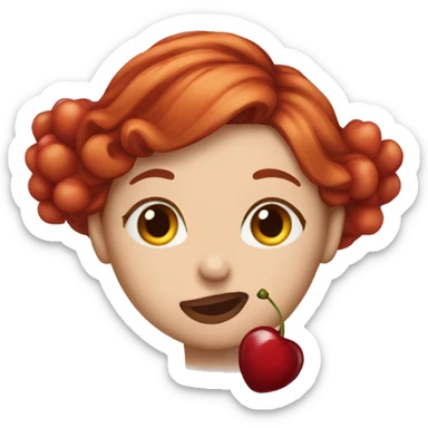 Woman with cherry hair sending a kiss sticker