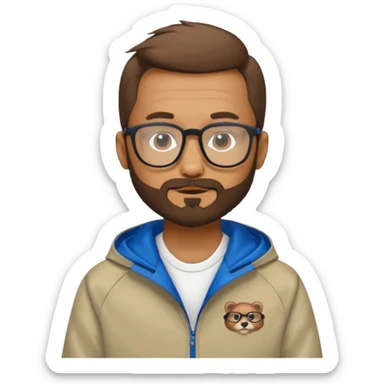 I need a weasel with glasses in an adidas jacket and a three day beard sticker