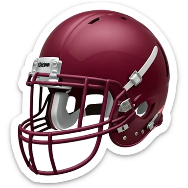 College football player helmet in maroon color remove jersey sticker