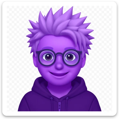 Make the edgelord nerd more smiley and change the nerd's color to purple, keep the style and transparent background. The original style is preserved but use the general editor to achieve the changes with transparent background. sticker