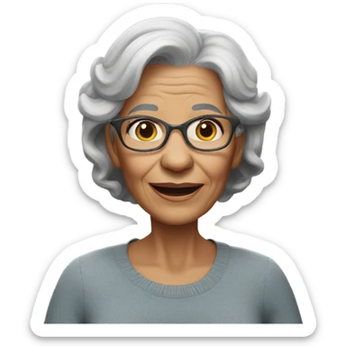 realistic portrait of a 66 year old woman with gray hair sticker
