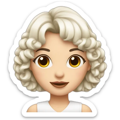 mujer de piel blanca con flequillo y anteojos rosas sticker