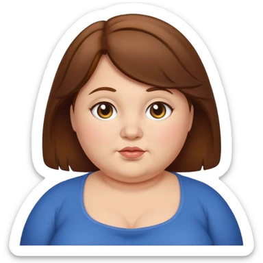 chubby lady with a  brown hair sticker