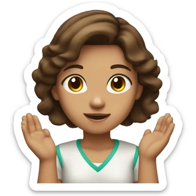 Girl with medium brown hair and brown eyes and tan skin  Clapping  sticker