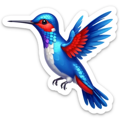 beija-flor com pluma toda azul e apenas o pé vermelho sticker