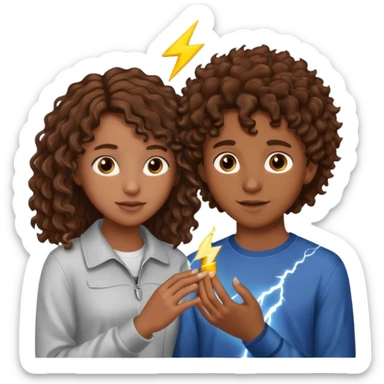 a 15 year old girl with brown curly hair but she has lightnings in it with a brown haired boy who gave her a promise ring sticker