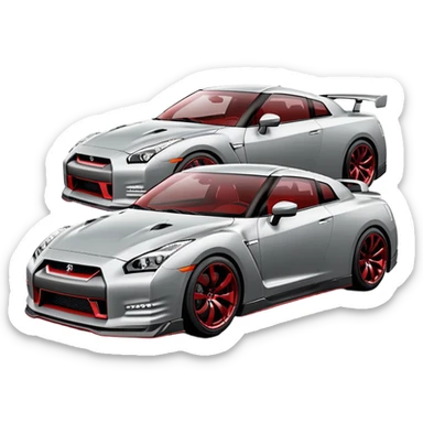 nissan gtr in gery and red sticker