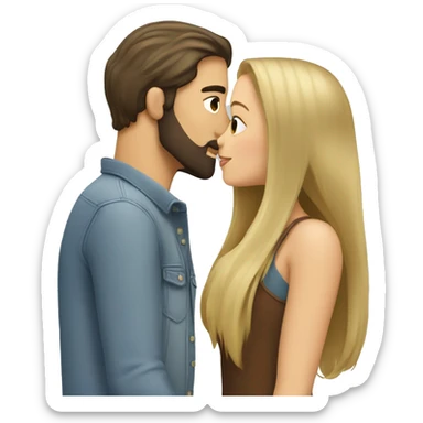Brunette guy with beard kissing blond girl with long hair sticker