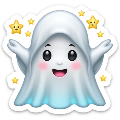 ghost kawai star white sticker