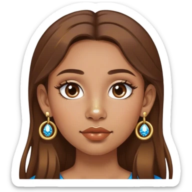 A Mexican Girl pretty brown hair not too white with a septum rounded gold with a sparkle and a nostril just the sparkle but it’s blue  sticker