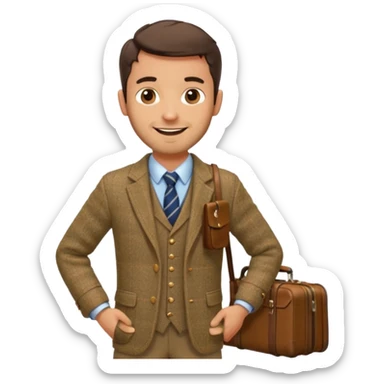 SCOTTISH MAN WITH STUBBLE TRAVELLING WITH SUITCASE AND BAGS sticker