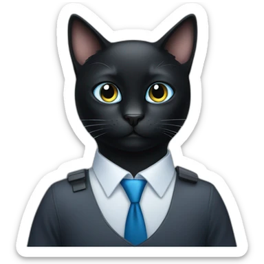 black cat with blue eyes goes to work sticker