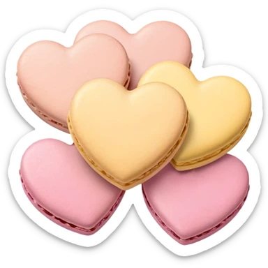 Macaroons in the shape of hearts in soft pink, beige and yellow pastel colors sticker