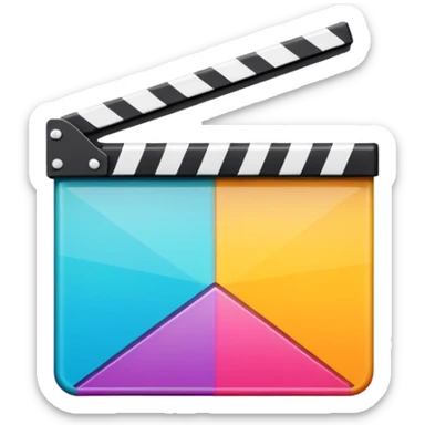 ultra simplified movie clapper in vibrant colors, two rectangles and a line, geometric minimalism sticker