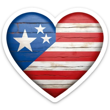 Heart with puerto rico fla, red white red white red stripes sticker