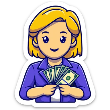 blonde girl with cash sticker