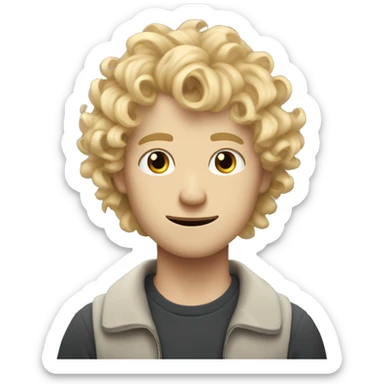 guy with very curly blonde hair and pimples, norwegian ethnicity, but emo sticker