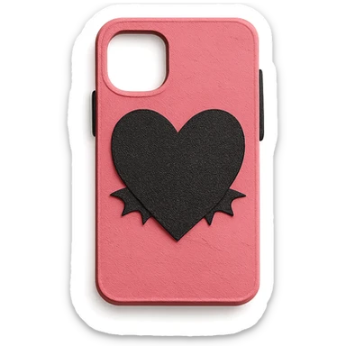 pink and black gothic phone case, paper craft style, layered paper textures, handmade look, soft shadows, matches gothic purse sticker