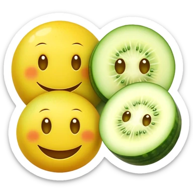 Yellow smiley at spa with cucumbers on eyes sticker