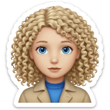 Curly blond blue eyes. Long hair cool beige blond. Longer hair beige ash blonde. sticker