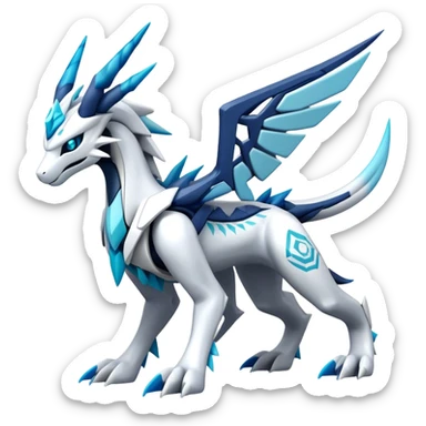 Futuristic Kyurem-reshiram-Glaceon-dialga-suicune-hybrid, full body sticker