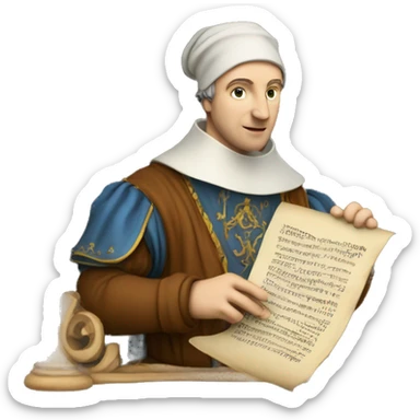 Petrarch holds a scroll in his hand sticker
