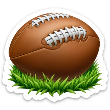 Cinematic Realistic image of an AFL ball resting on a lush, grassy field, showcasing weathered leather textures and intricate markings, bathed in soft, natural lighting that emphasizes its iconic role in the game sticker