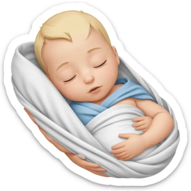 A new born baby boy wrapped in a swaddle sticker