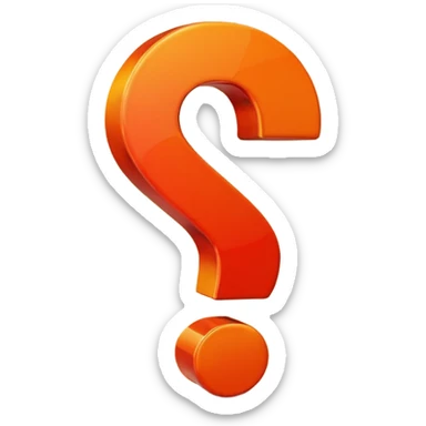 red-and-orange colored question mark sticker