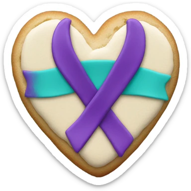 Purple teal Suicide awareness ribbon on heart cookie sticker