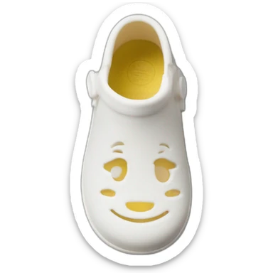 seamless baby rubber one-piece slip-on clog, top view, white sticker