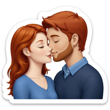 kissy face between brown hair man and redhead woman sticker