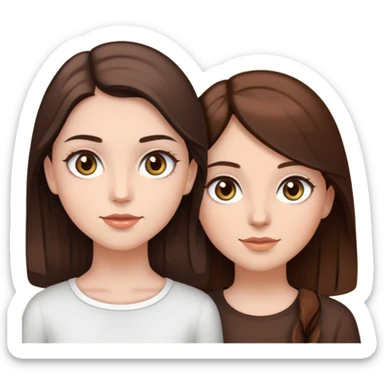 2 girls, one with dark brown hair and hazel green eyes and white skin, and the other with light brown skin, chocolate brown hair and brown eyes  sticker