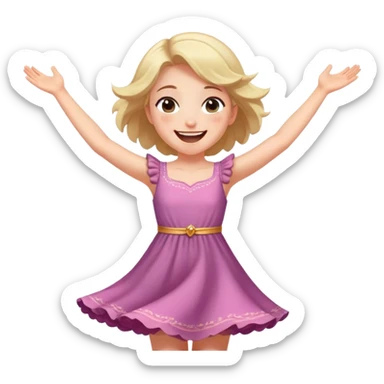 Cinematic Playful Aurora Portrait Emoji, Spinning in her dress, arms gracefully extended, eyes filled with laughter, exuding joy and charm, a princess dancing through her dreams! sticker