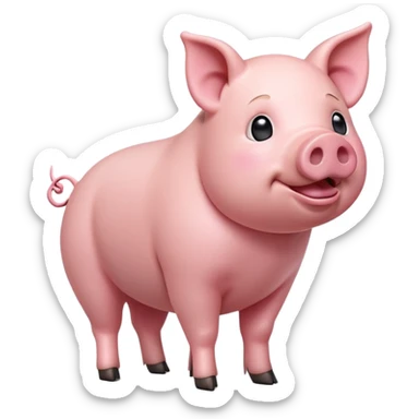 cinematic-[realistic pig]-realistic-full-body-standing-emoji,-tail-flicking-lazily,-head-tilted-dramatically,-sleek-[pink]-skin,-simplified-yet-realistic-focused-features,-highly-detailed,-glowing-with-an-almost-sarcastic-glow sticker