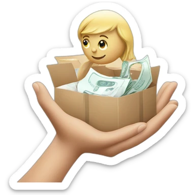 person giving a donation to a charity sticker