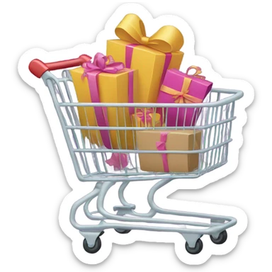 shopping cart full of gift bags sticker