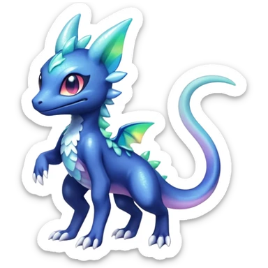 Rainbow crystalic Shiny pastel Salandit-Meowstic-Noibat-Fakémon-hybrid-creature (full body)  sticker