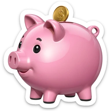 money in a piggy bank side on sticker