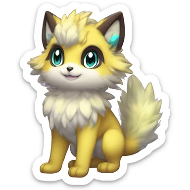 Anthro Scalie Fluffy Cool Cute Magical Shiny Colorful Neon Vibrant Colors Sparkle Kemono-style Chibi Fantasy-Animal-Fakémon-Pokémon-Hybrid Fur Sona Aesthetic Full Body sticker