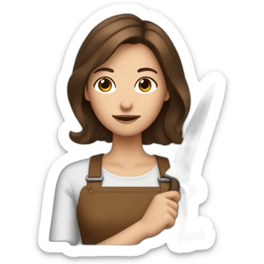 Une femme brune qui tient au couteau dans la main sticker