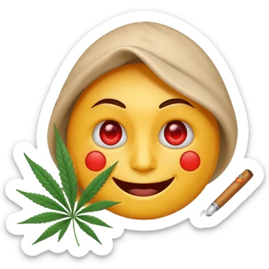 Emoji qui fume un joint  sticker