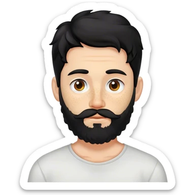 White man with freckles, black hair and wavy beard and earring on the nose sticker