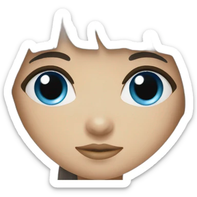 Dark brown long hair fringe girl with blue eyes sticker