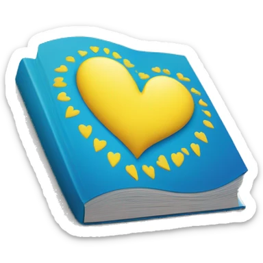 yellow-blue heart on the cover of the book sticker