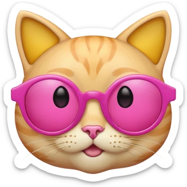 make a yellow circle face emoji with diva sun glasses that are like bright pink cat eye and like long lashes and the hand tilting the sunglaggeses dsown sticker