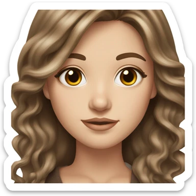 White girl Amber eyes with long voluminous brown hair with brown highlights balayage  sticker