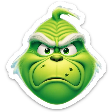 The Grinch smirking mouth closed and he’s blue sticker