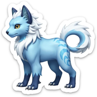 Icy glacial glistening glossy smooth soft flaky scaly furry flurry hyper-realistic cozy boreal boreal-lupus-Lunaray-Manectric-Absol-Luxray-Bobcat-Fakémon-fusion-animal-creature, full body  sticker