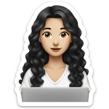 Beautiful girl,Black hair,wavy hair，long hair,Black eyes,Chinese, with laptop sticker